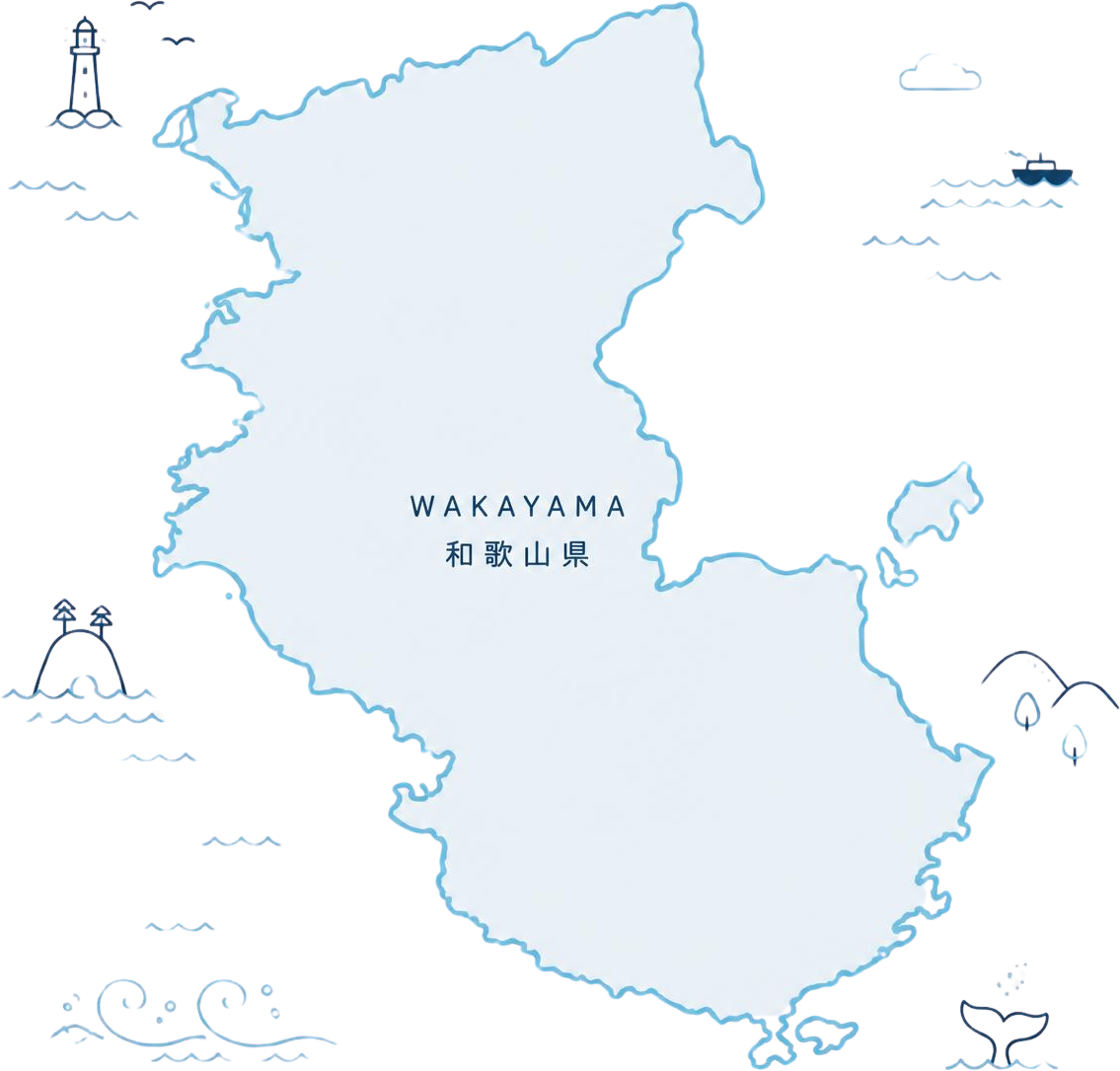 和歌山県の輪郭を用いた対応エリアイラスト